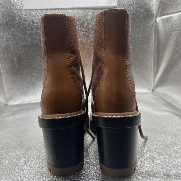 TORY BURCH MILLER LUG SOLE BOOTIE 95MM in TOASTED CARAMEL - Size 6 - Picture 5 of 11